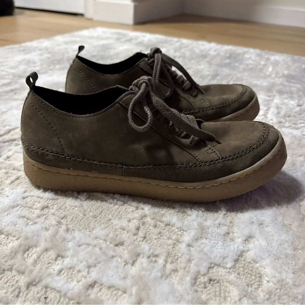 Clarks Barleigh Lace Sneakers Dark Olive Nubuck Shoes Women’s 9M